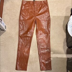Shinestar Tan Croc-Embossed Pants